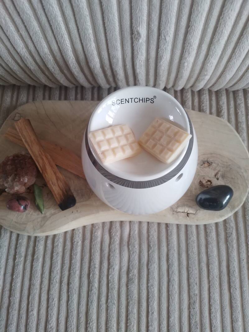 Luxe Waxmelt Brander Wit met Zilveren Rand - Vase Design | YourCandle