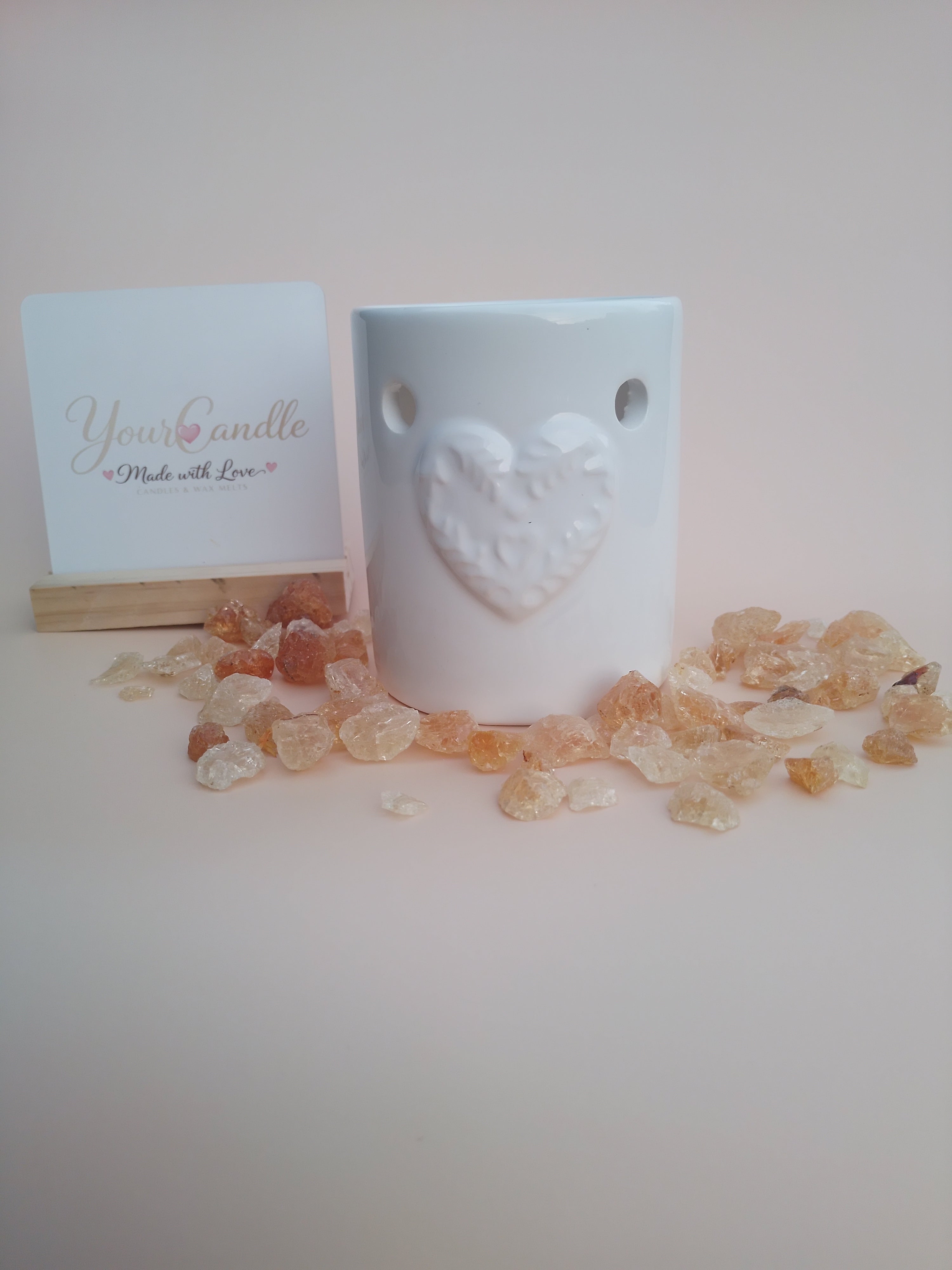 Luxe Geurbrander "Groot Hart" – Wit Keramiek