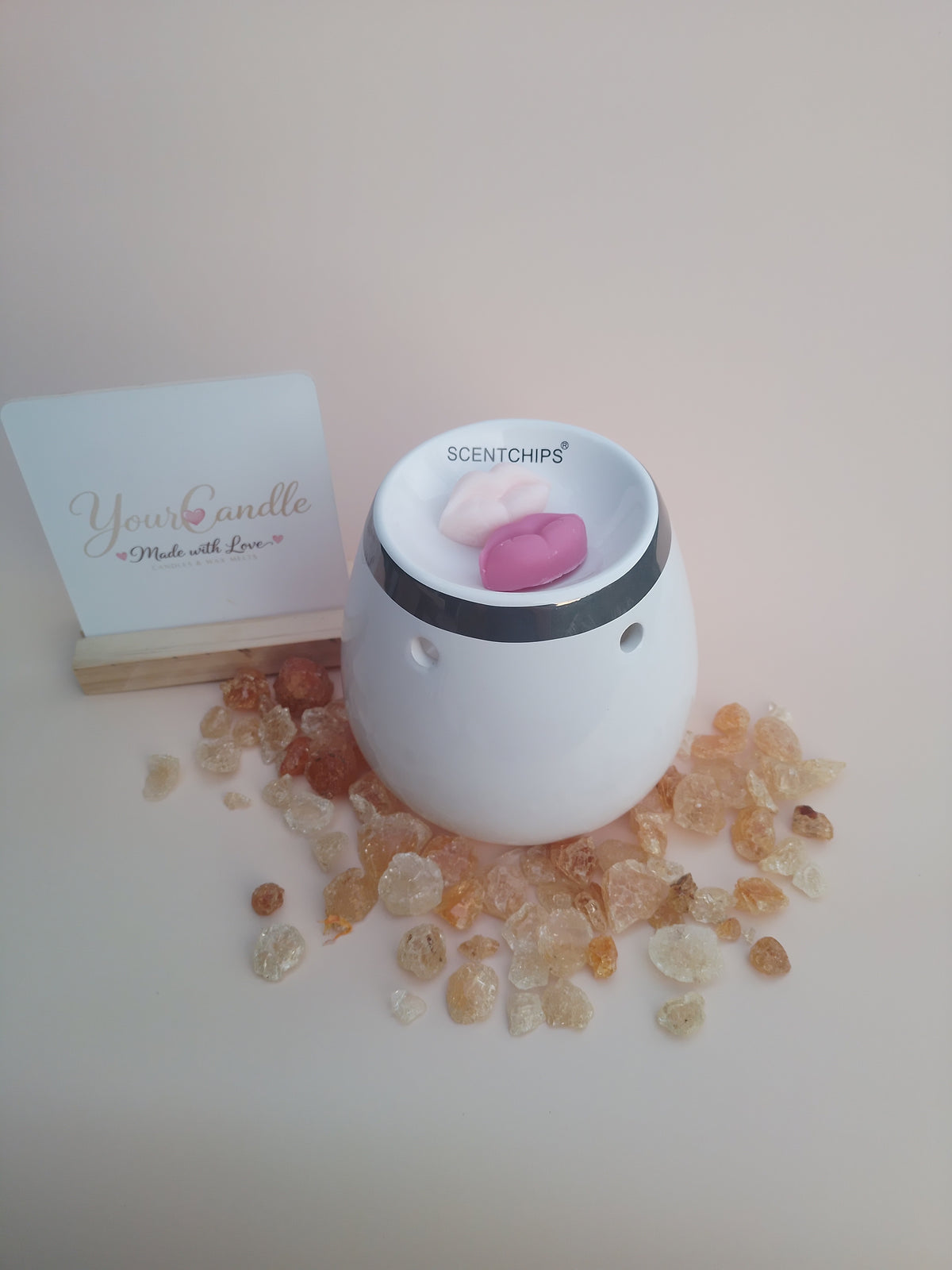 Luxe Waxmelt Brander Wit met Zilveren Rand - Vase Design | YourCandle