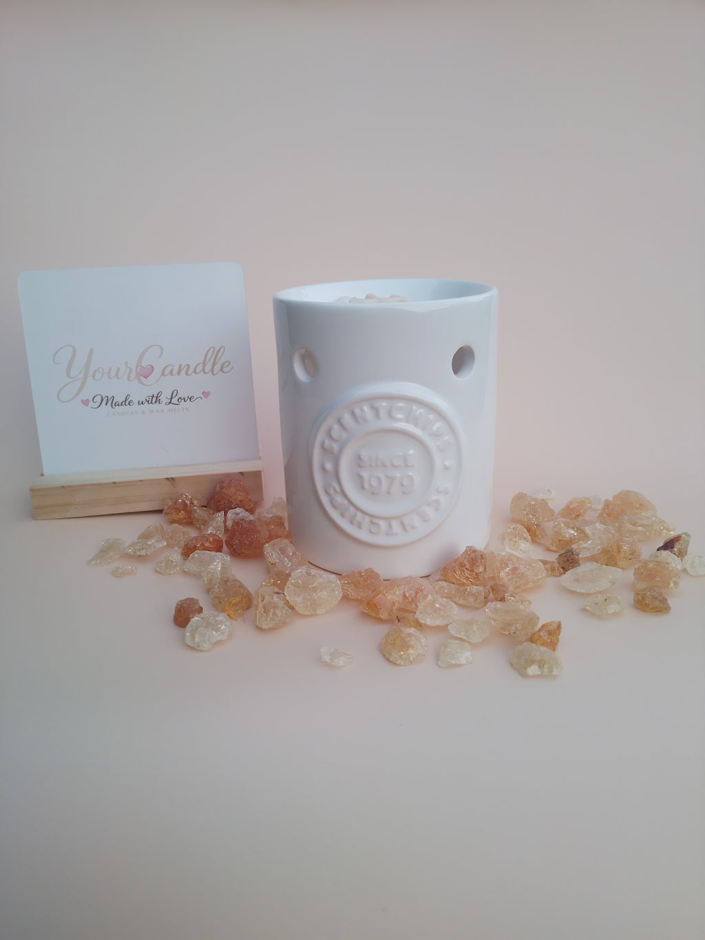 Elegante Geurbrander "Floral Relief" – Helder Wit