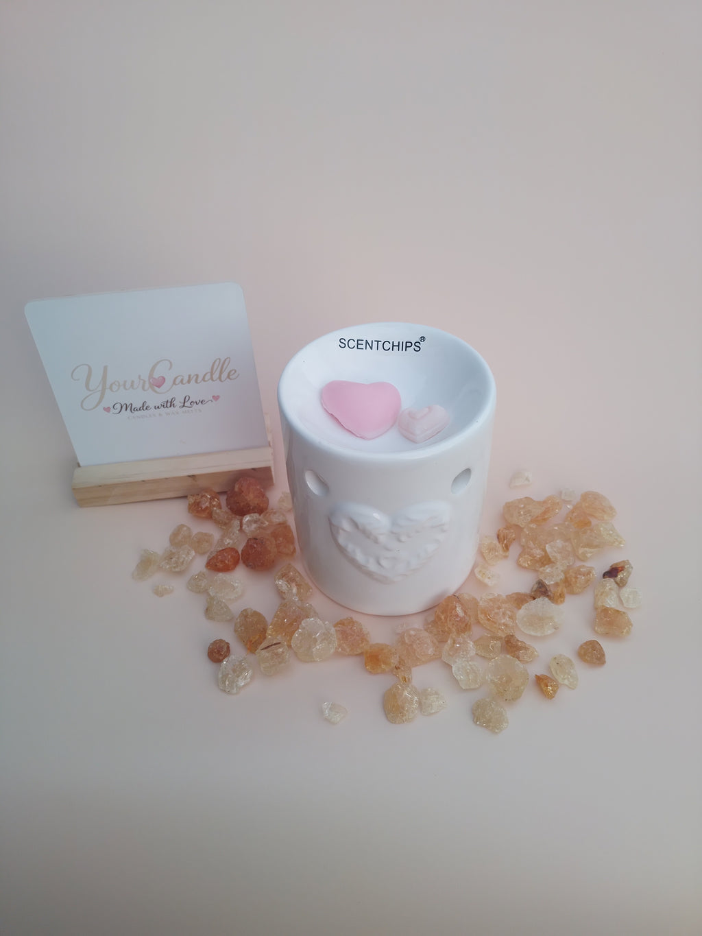 Luxe Geurbrander "Groot Hart" – Wit Keramiek