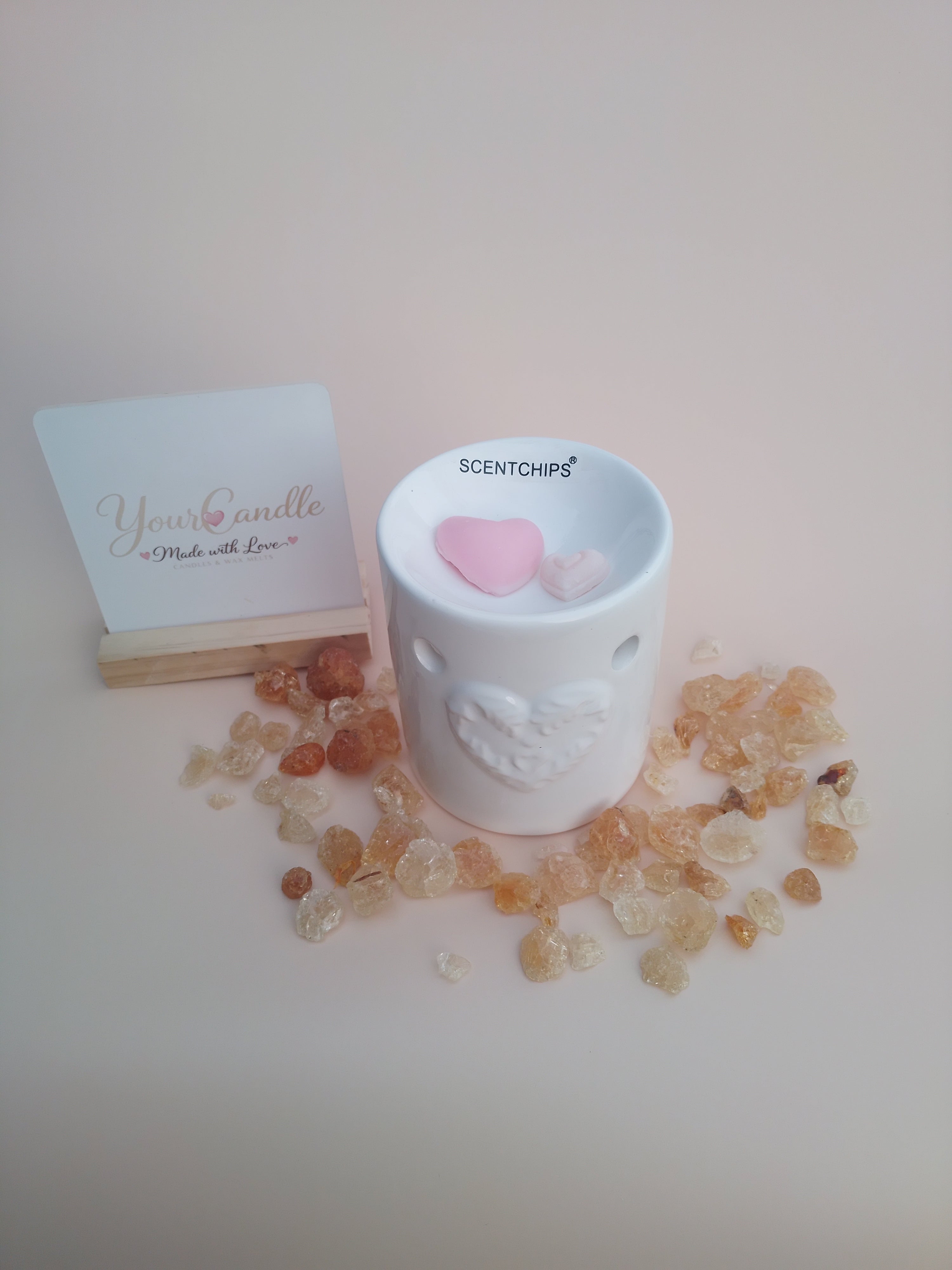 Luxe Geurbrander "Groot Hart" – Wit Keramiek